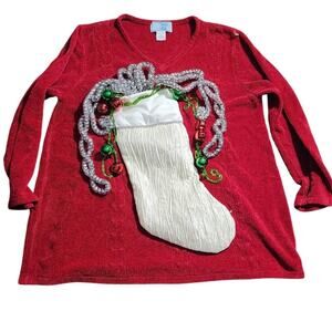 Baby And Me Stocking and Bells Maternity Christmas Sweater Medium
